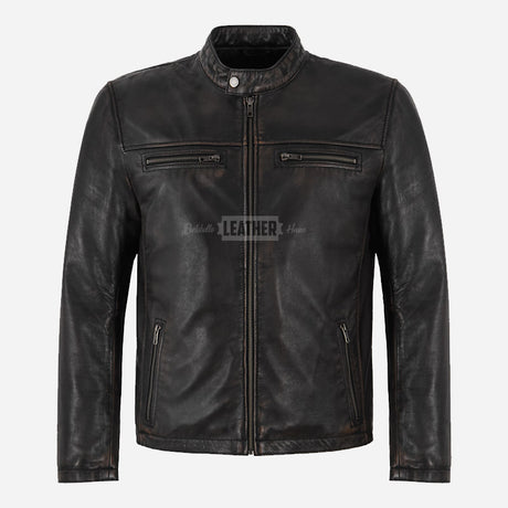 BENNY Men's Leather Racer Jacket Vintage