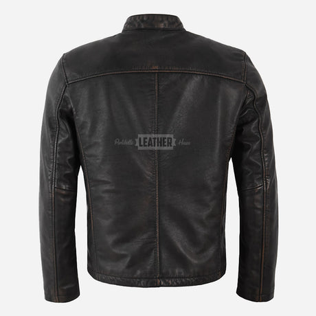 BENNY Men's Leather Racer Jacket Vintage