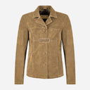 SELZA Women's Notch Collar Suede Jacket