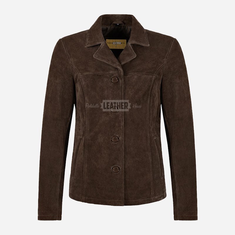 SELZA Women's Notch Collar Suede Jacket