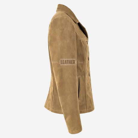 SELZA Women's Notch Collar Suede Jacket