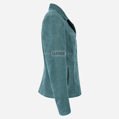 SELZA Women's Notch Collar Suede Jacket