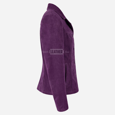 SELZA Women's Notch Collar Suede Jacket