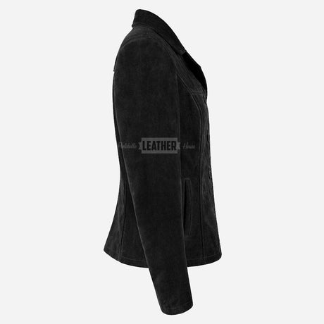 SELZA Women's Notch Collar Suede Jacket