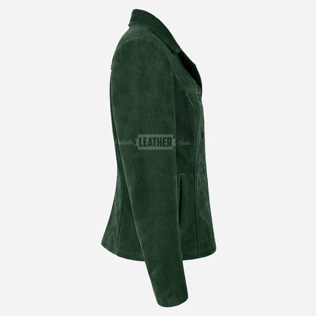 SELZA Women's Notch Collar Suede Jacket