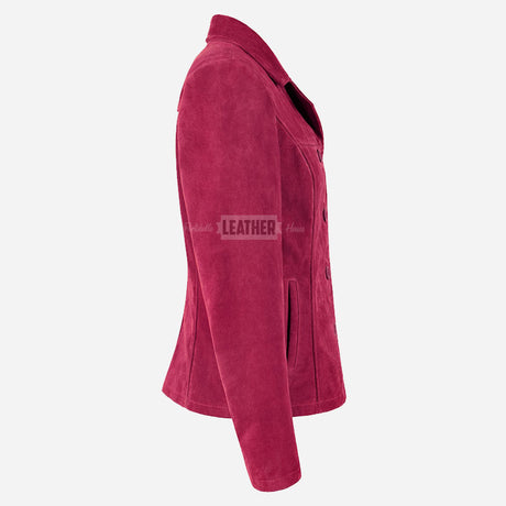 SELZA Women's Notch Collar Suede Jacket