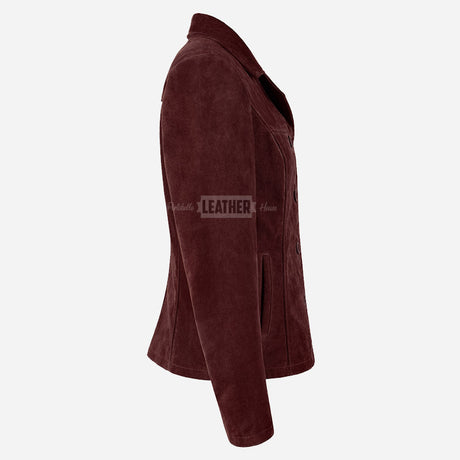 SELZA Women's Notch Collar Suede Jacket