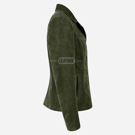 SELZA Women's Notch Collar Suede Jacket