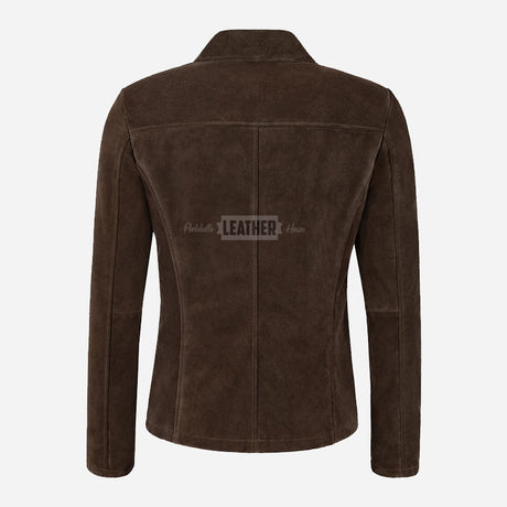 SELZA Women's Notch Collar Suede Jacket