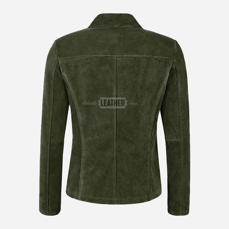 SELZA Women's Notch Collar Suede Jacket