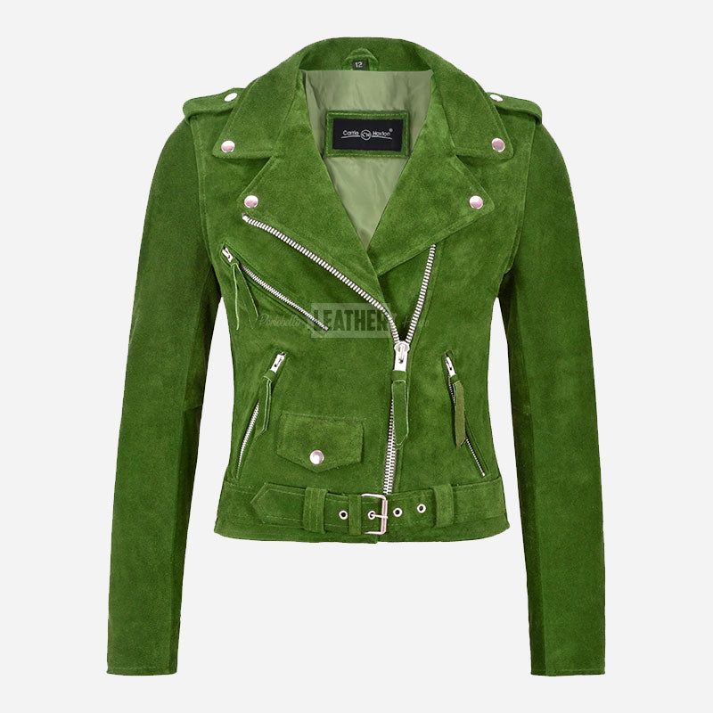 ASTRAE Women’s Suede Biker Jacket