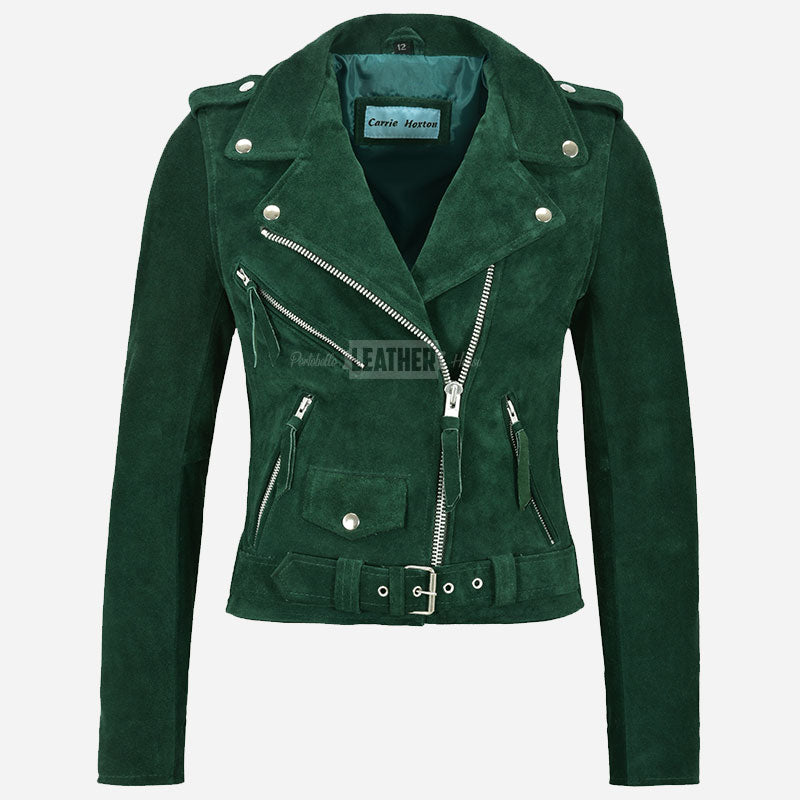 ASTRAE Women’s Suede Biker Jacket