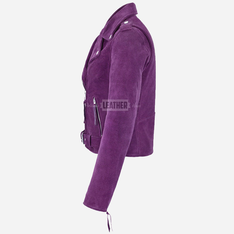 ASTRAE Women’s Suede Biker Jacket