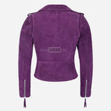 ASTRAE Women’s Suede Biker Jacket
