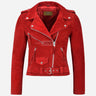 ZESSIA Women’s Fringe Suede Biker Jacket Red