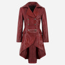 SOLENNE Women's Flared Bottom Leather Coat Red