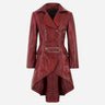SOLENNE Women's Flared Bottom Leather Coat Red