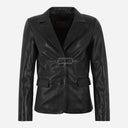 KAELIS Women's Leather Blazer in Black