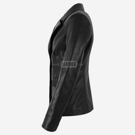 KAELIS Women's Leather Blazer in Black