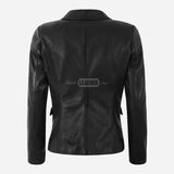 KAELIS Women's Leather Blazer in Black
