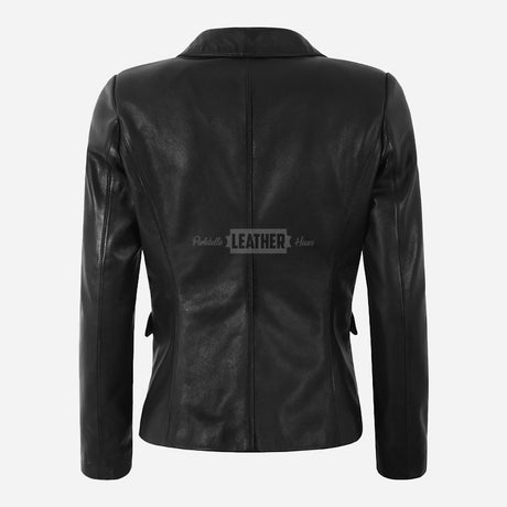 KAELIS Women's Leather Blazer in Black