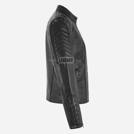 TARSEN Black Leather Jacket for Women