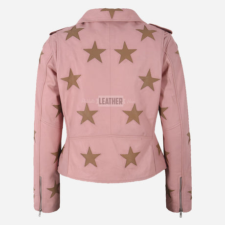 NOVA Women's Leather Jacket with Star Accents