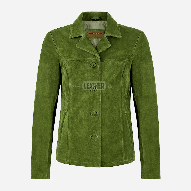 SELZA Women's Notch Collar Suede Jacket