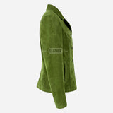 SELZA Women's Notch Collar Suede Jacket