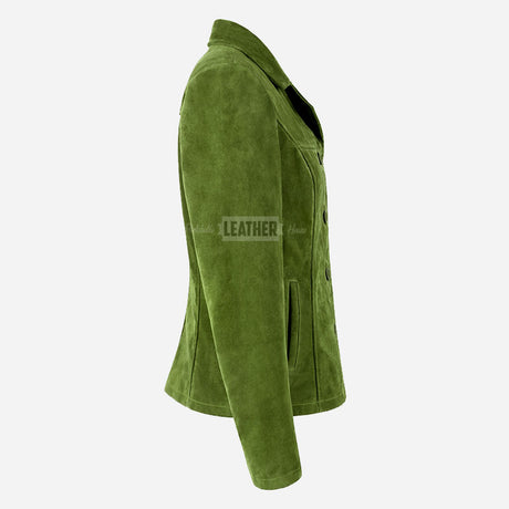 SELZA Women's Notch Collar Suede Jacket