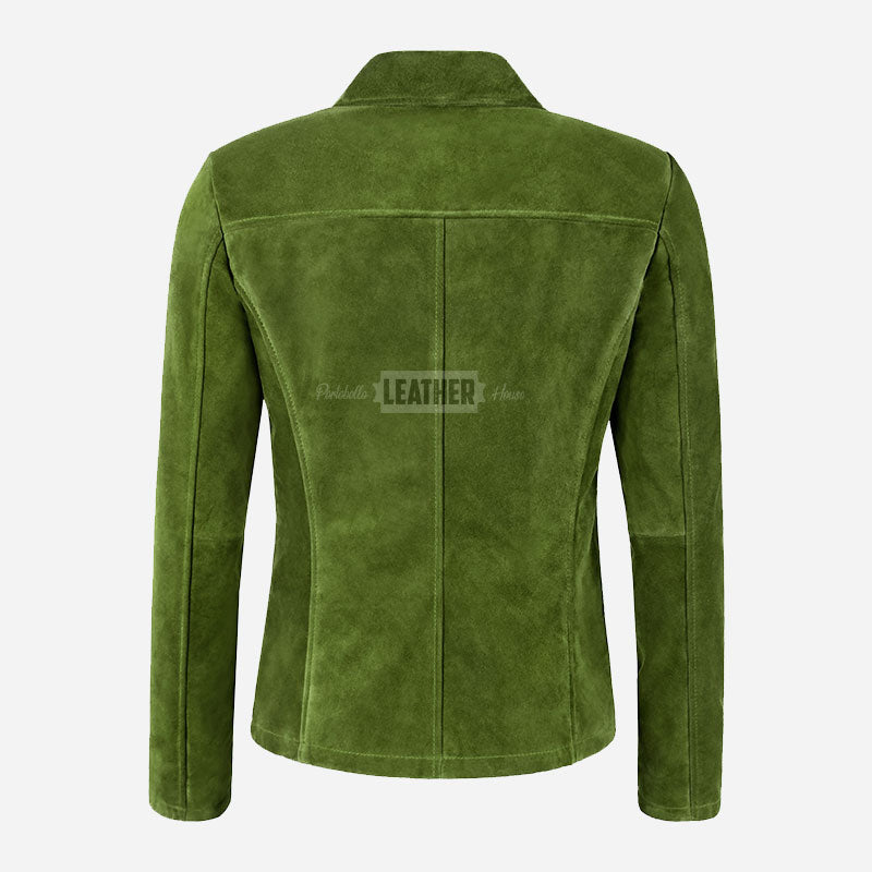 SELZA Women's Notch Collar Suede Jacket