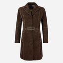 VIONNA Women's Brown 3/4 Length Suede Coat