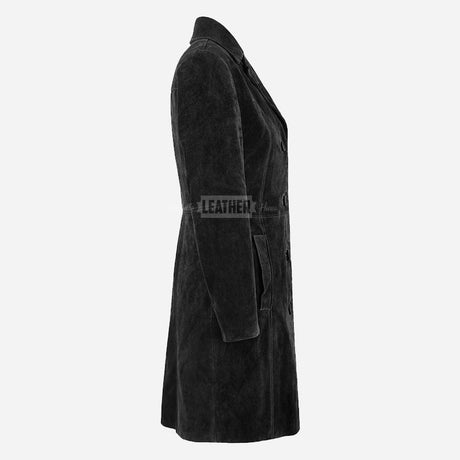 VIONNA Women's 3/4 Length Suede Coat Black