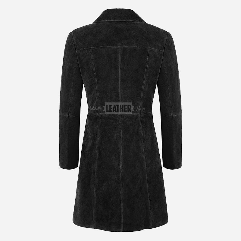 VIONNA Women's 3/4 Length Suede Coat Black