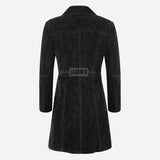 VIONNA Women's 3/4 Length Suede Coat Black