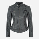 SYNA Women's Croc Print Leather Jacket