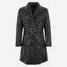 VIONNA Women's 3/4 Length Leather Coat Black Vintage