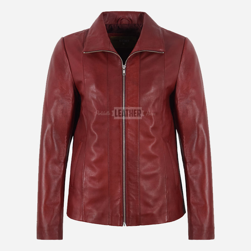 DALRAY Collared Leather Jacket for Women