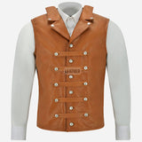 AURVAN Studded Leather Waistcoat with Laced Back