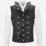 AURVAN Studded Leather Waistcoat with Laced Back