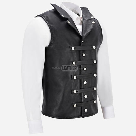 AURVAN Studded Leather Waistcoat with Laced Back