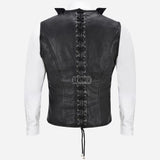 AURVAN Studded Leather Waistcoat with Laced Back