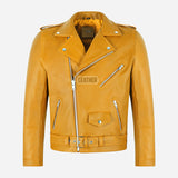GRUZE Men’s Classic Leather Biker Jacket