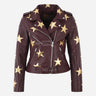 STELVIA Star Appliqué Leather Jacket Cherry