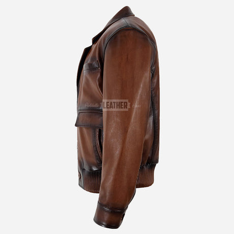 KAVREN 70's Leather Blouson Bomber Jacket