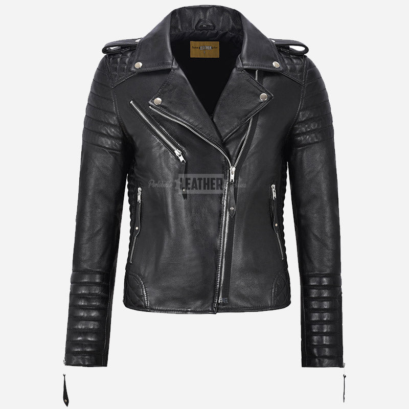 AZRA Leather Biker Jacket for Women