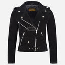 ZESSIA Women’s Fringe Suede Biker Jacket Black