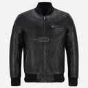 HOUSTON Men's MA-1 Leather Bomber Flight Jacket