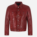 JAXLEY Leather Trucker Denim Jacket for Men