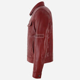 JAXLEY Leather Trucker Denim Jacket for Men